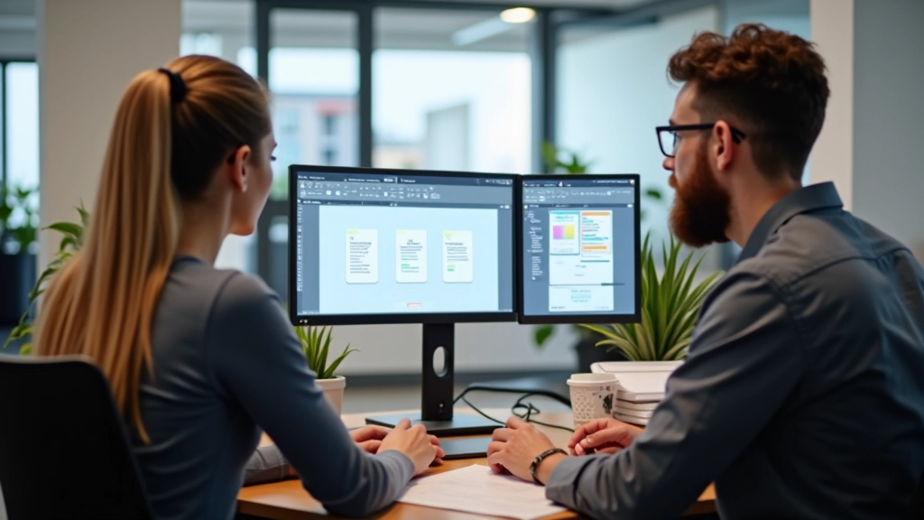 Team samenwerkend rond scherm met Storybook open, designer en developer werken samen